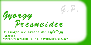 gyorgy presneider business card